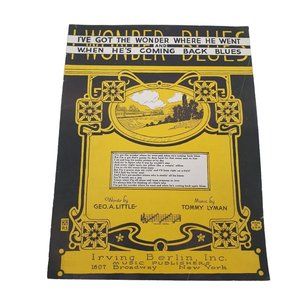 Vintage Sheet Music 1922 I Wonder Blues When He's Coming Back Voice Piano Easy
